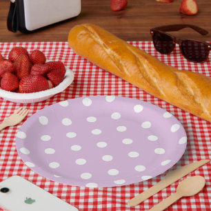 Purple Polka Dot Paper Plate
