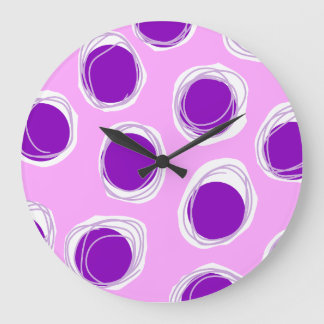 Purple polka dot pattern large clock
