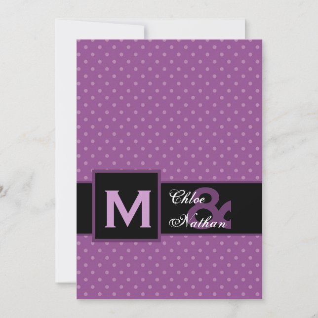 Purple Polka Dot Pattern Monogram Wedding Template (Front)