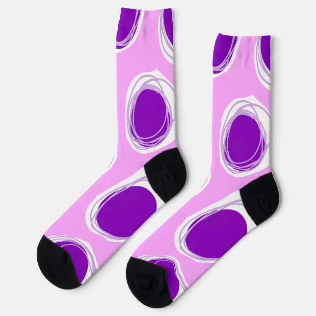 Purple polka dot pattern  socks (Left)