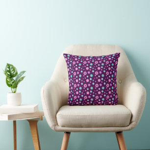 Purple Polka Dot Power Pattern Throw Pillow