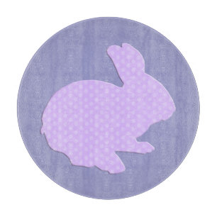 Purple Polka Dot Silhouette Bunny Cutting Board