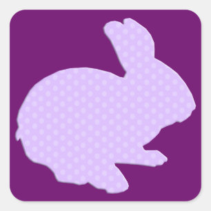 Purple Polka Dot Silhouette Easter Bunny Stickers