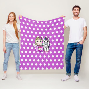 Purple polka Dot Unicorn and Fairy Blanket