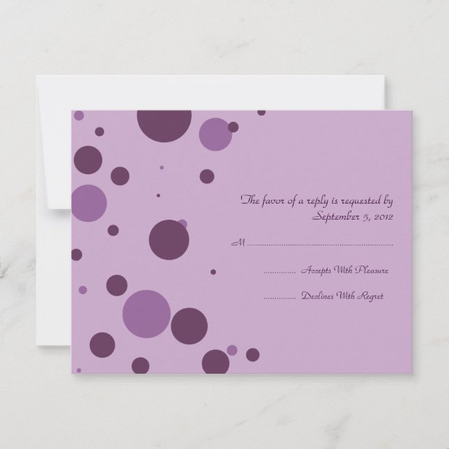 Purple Polka Dot Wedding Invitation RSVP (Front)