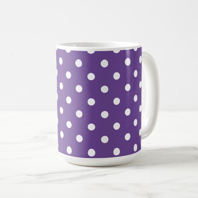 Purple Polka Dot White Elephant Gift Mug (Front Right)
