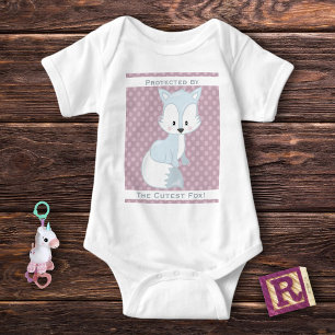 Purple Polka-Dots Baby Arctic Fox Personalized Bodysuit