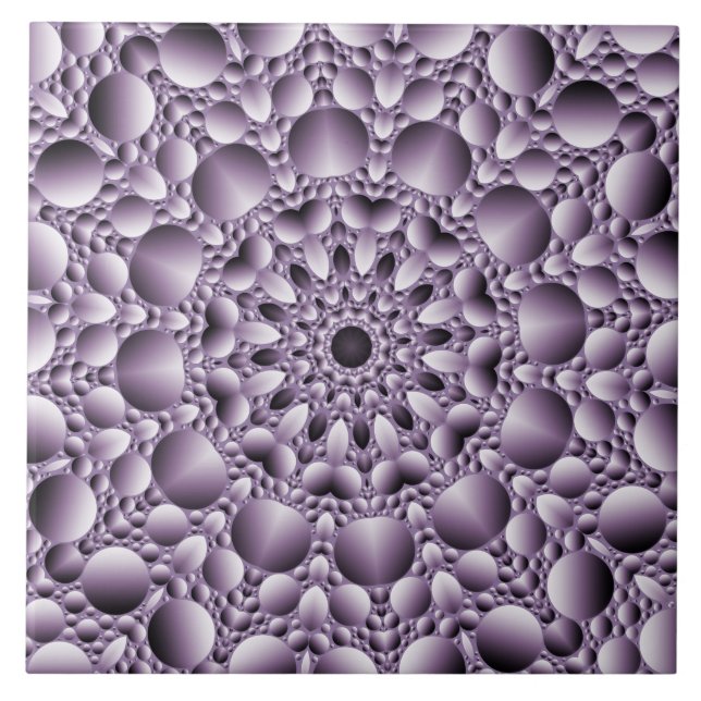 Purple Polka Dots Decorative Ceramic Tile (Front)