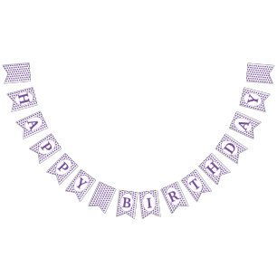 Purple polka dots Happy Birthday Bunting Flags