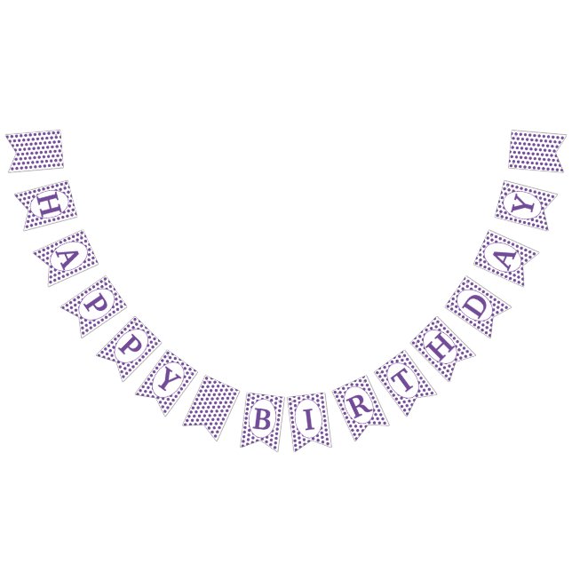 Purple polka dots Happy Birthday Bunting Flags (All)