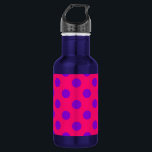 Purple polka dots on cerise 532 ml water bottle<br><div class="desc">Purple polka dots on cerise</div>