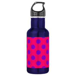 Purple polka dots on cerise 532 ml water bottle