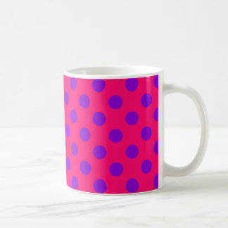Purple polka dots on cerise coffee mug