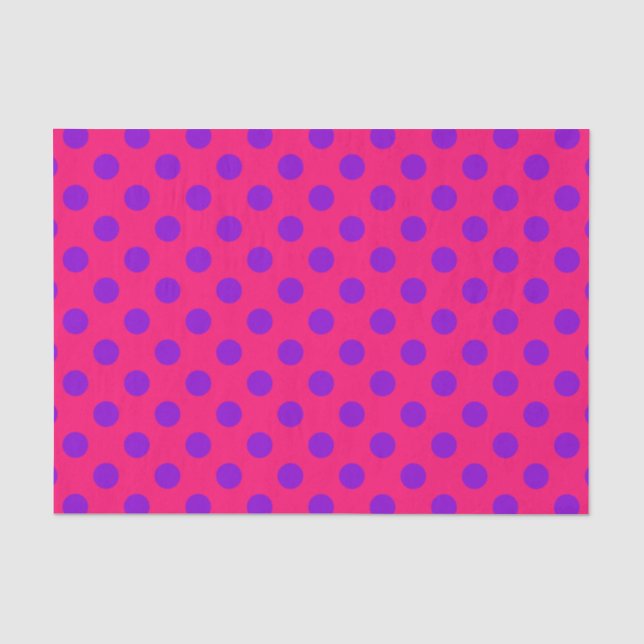 Purple polka dots on cerise tissue paper (Front)
