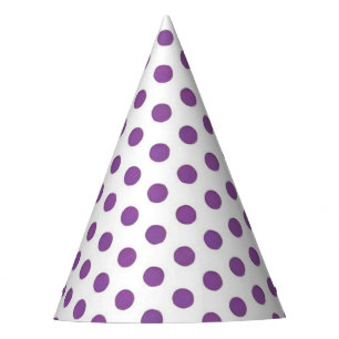 Purple Polka Dots on White Party Hat