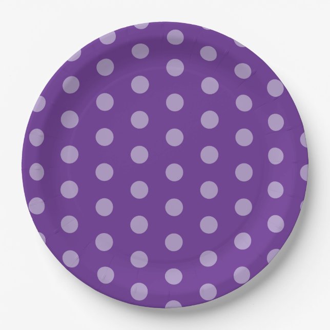 Purple Polka Dots  Paper Plate (Front)