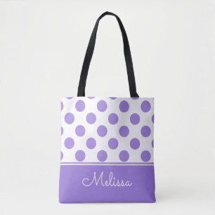 Purple Polka Dots Personalized Tote Bag