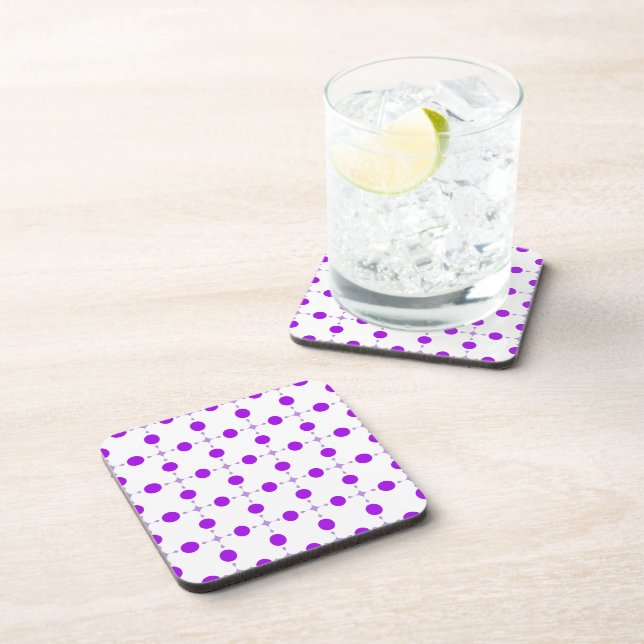 Purple Polka Dots, Polka Dot Pattern, Dots, Dotted Coaster (Right Side)