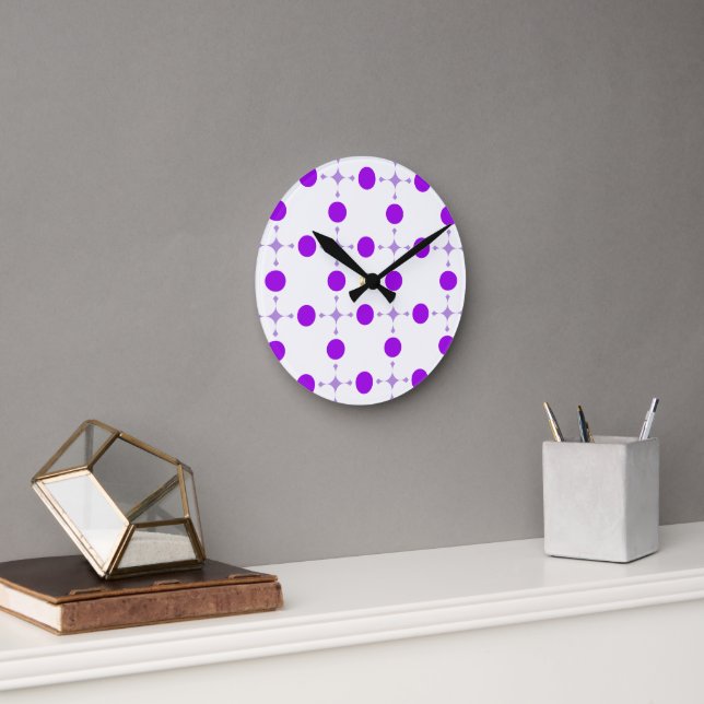 Purple Polka Dots, Polka Dot Pattern, Dots, Dotted Round Clock (Office)