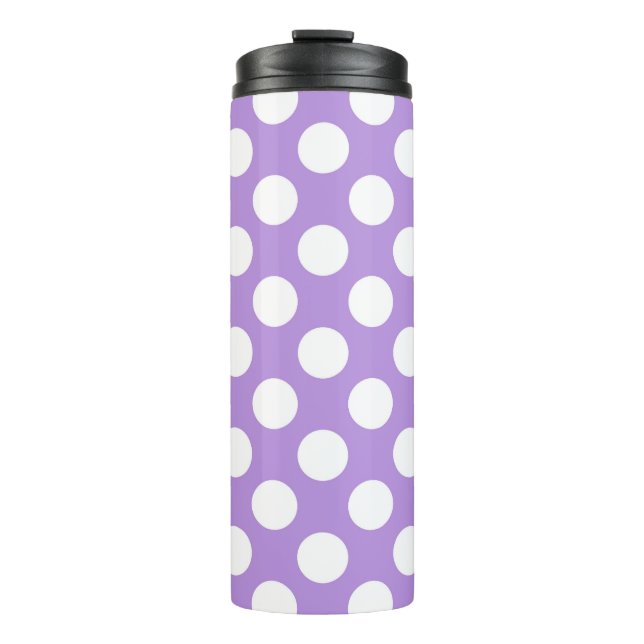 Purple Polka Dots, Polka Dot Pattern, Dots, Dotted Thermal Tumbler (Front)