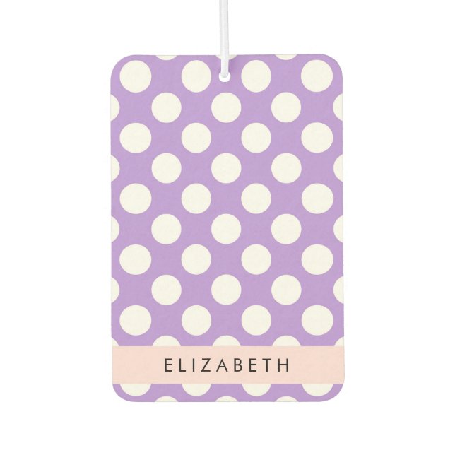 Purple Polka Dots, Polka Dot Pattern, Your Name Air Freshener (Front)