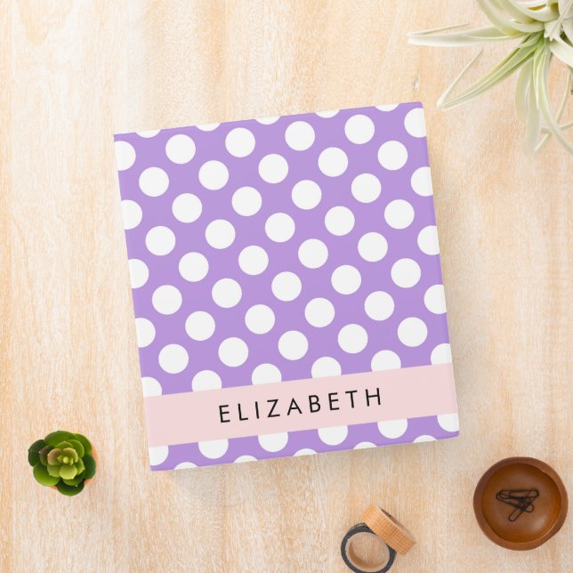 Purple Polka Dots, Polka Dot Pattern, Your Name Binder (In Situ)