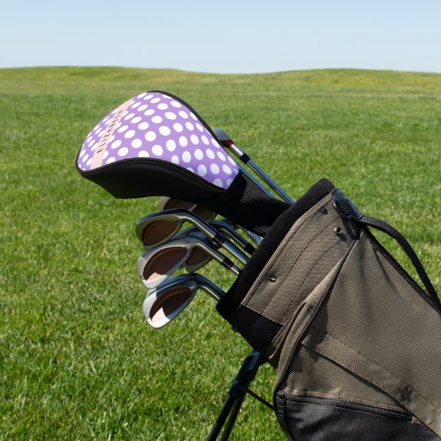 Purple Polka Dots, Polka Dot Pattern, Your Name Golf Head Cover (In Situ)