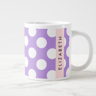 Purple Polka Dots, Polka Dot Pattern, Your Name Large Coffee Mug