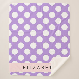 Purple Polka Dots, Polka Dot Pattern, Your Name Sherpa Blanket