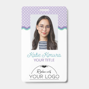 Purple Polka Dots & Waves Photo & Logo Badge