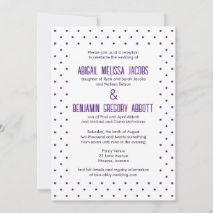 Purple Polka Dots with 4 Sets of Parents Reception Invitation
