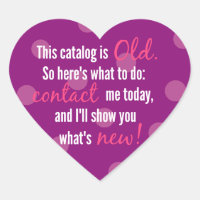 purple polka dotted heart catalogue stickers