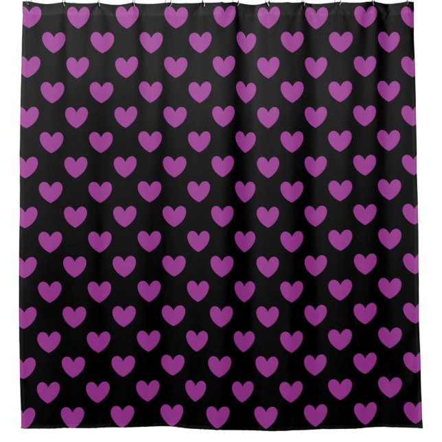 Purple polka hearts on black (Front)