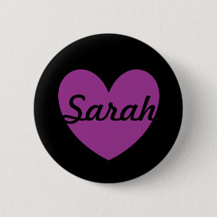 Purple polka hearts on black 2 inch round button