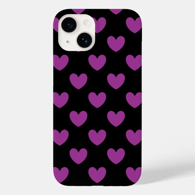 Purple polka hearts on black Case-Mate iPhone case (Back)