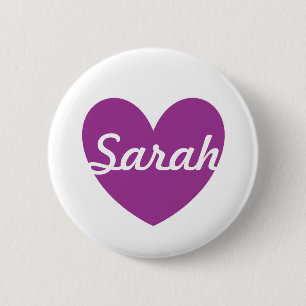 Purple polka hearts on white 2 inch round button