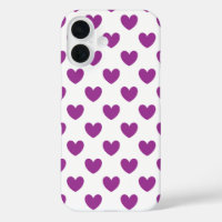 Purple polka hearts on white