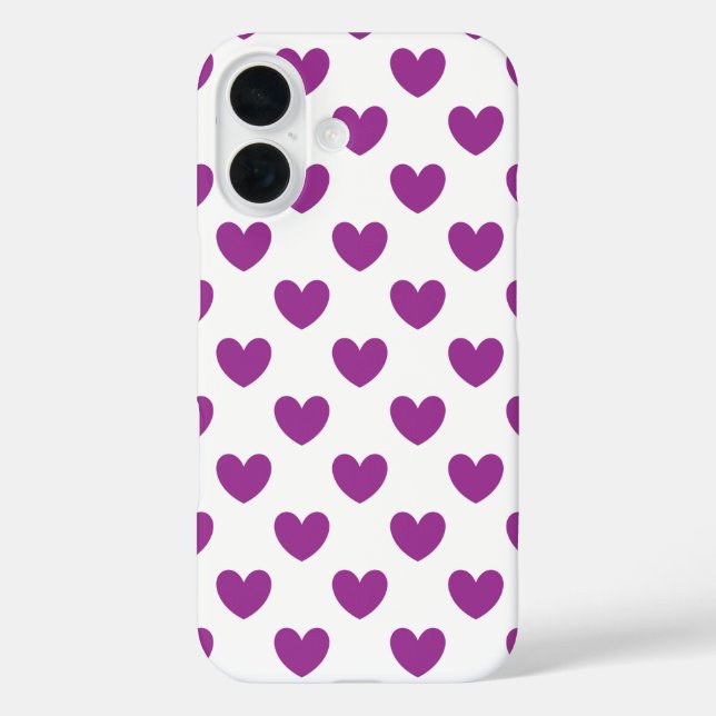 Purple polka hearts on white Case-Mate iPhone case (Back)