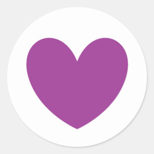 Purple polka hearts on white classic round sticker