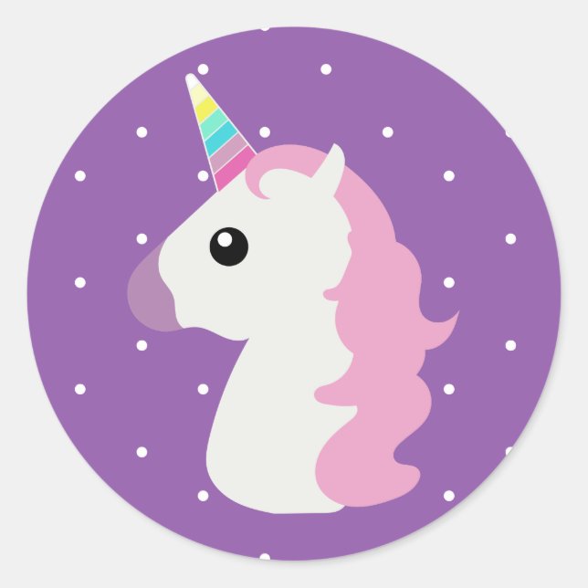 Purple Polkadots  Unicorns Emoji Stickers (Front)