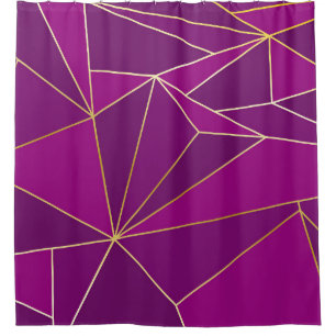 Purple Polygon Art: Gold Line Geometric Background