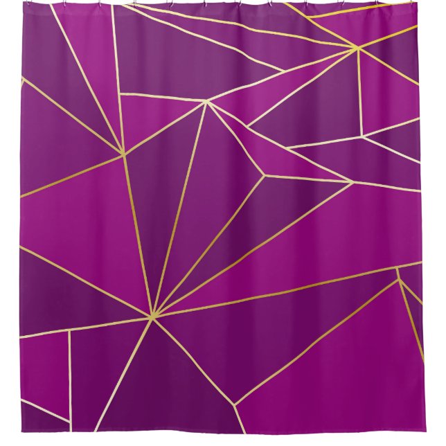 Purple Polygon Art: Gold Line Geometric Background (Front)