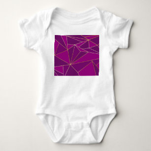 Purple Polygon Art: Gold Line Geometric Background Baby Bodysuit