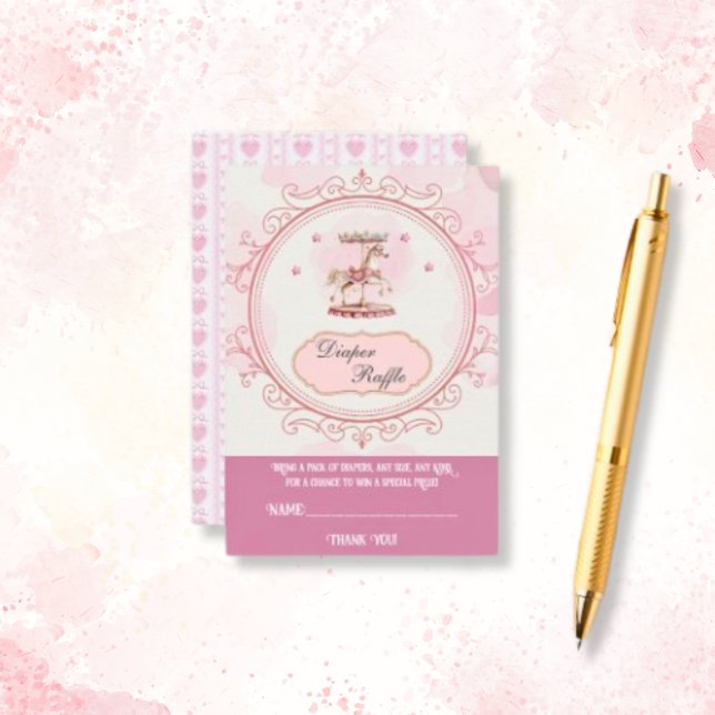 Purple Pony Dreams - Carte de boîtier de broche de (diaper-raffle-purple-pony-baby-shower-enclosure-card)