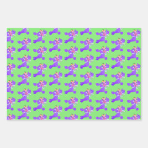 Purple Poodle Matching Wrapping Paper Sheet