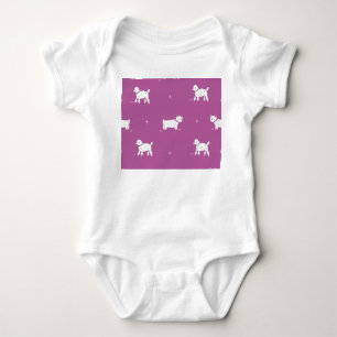 Purple Poodle: Monochrome Retro Pattern Baby Bodysuit