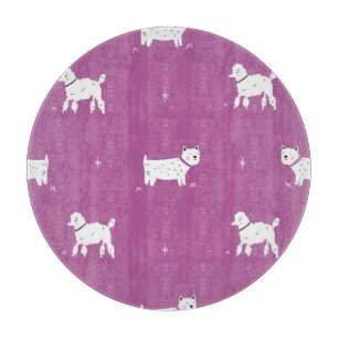 Purple Poodle: Monochrome Retro Pattern Cutting Board