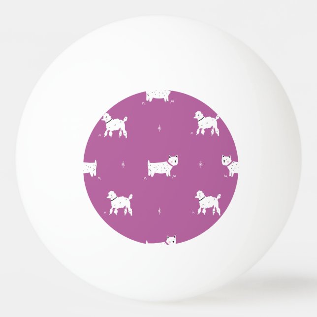 Purple Poodle: Monochrome Retro Pattern Ping Pong Ball (Front)
