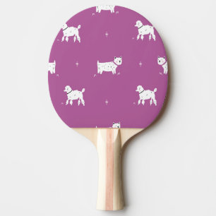 Purple Poodle: Monochrome Retro Pattern Ping Pong Paddle