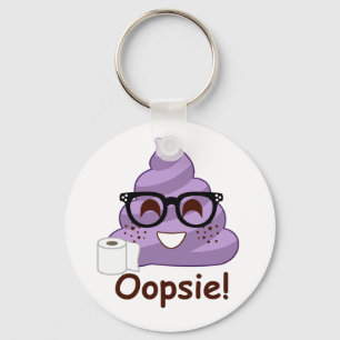 Purple Poop Emoji Oops Keychain